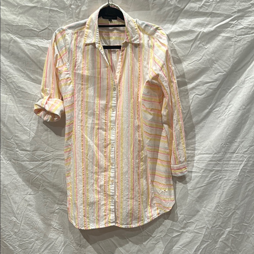 CLUB Z COLLECTION STRIPED SHIRT DRESS - MED ***BB2